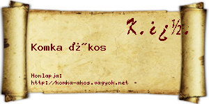 Komka Ákos névjegykártya